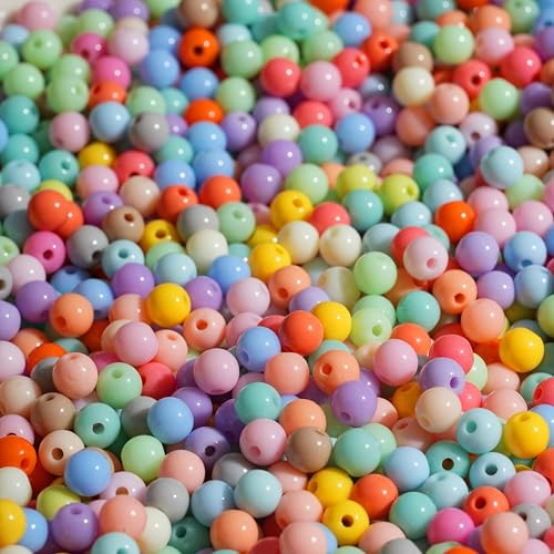 HERZONE 1400pcs bunte perlen zum auffädeln 6mm Acrylperlen mit Loch Runde Bunte Perlen für DIY Schmuckherstellung, Armbänder, Halsketten, Kleidung, Basteln (hellfarbig) von HERZONE