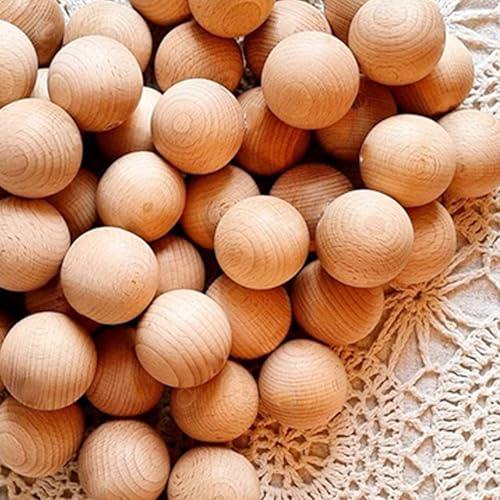 HERZONE 20mm Holzkugeln aus Buchenholz 50stk holzperlen ohne loch Bastelperlen zum Basteln und Bemalen (2.0cm-50pcs) von HERZONE