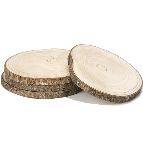 HERZONE 4pcs Paulownia-Holzscheiben 16~18cm Holzscheiben zum Basteln, Polierte Holzplatte Rund aus Natürlichem Paulownia-Holz, (16~18cm/4pcs) von HERZONE