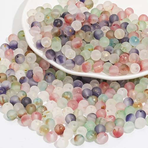 HERZONE 500pcs glasperlen in bunt 10mm runde Bunte Perlen zum Auffädeln (bunt-b) von HERZONE