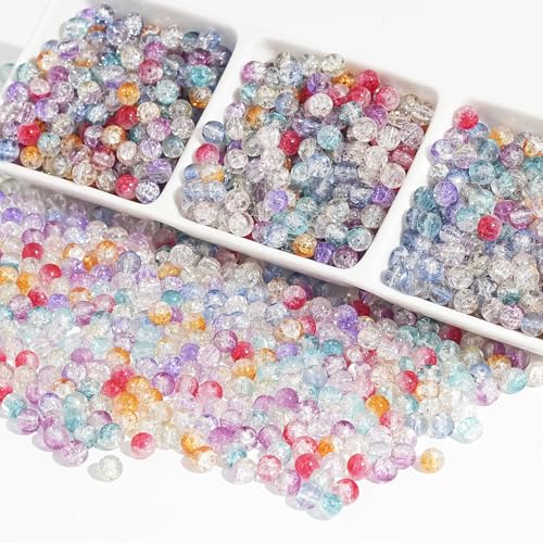 HERZONE ca, 500pcs glasperlen in bunt 10mm runde Bunte Perlen zum Auffädeln (bunt-a) von HERZONE