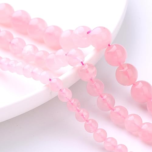 HERZONE ca.110pcs Natürliche Rosenquarz Perlen 6mm Runde Rosa Steinperlen Edelsteine zum Auffädeln für DIY Armband Halskette Schmuckherstellung (Rosenquarz 6mm) von HERZONE