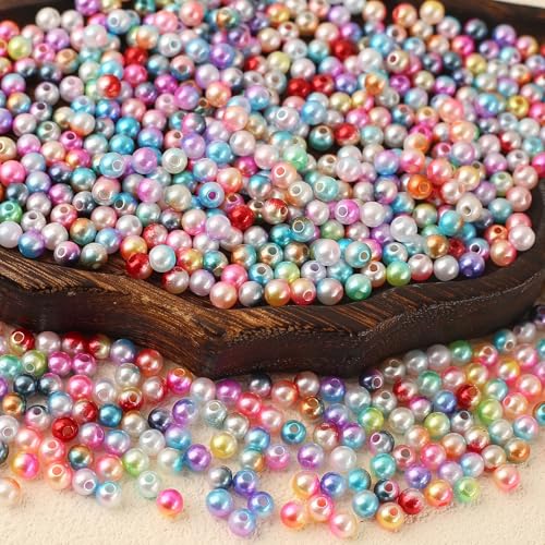 HERZONE ca.1500pcs runde bunte Perlen zum Auffädeln 6mm kunstperlen Glasperlen für DIY Schmuckherstellung Armbänder Halskette Handwerk (bunt-B) von HERZONE