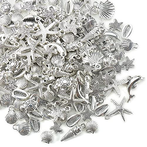 HERZWILD Zwischenperlen 200g Charms Anhänger Charm Perlen für Armbänder zum Basteln Bastelperlen Set mit Loch zum Auffädeln Schmuckzubehör von HERZWILD