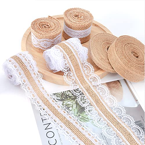 HERZWILD juteband vintage 28M spitzenband Sackleinen Hessische Jute Band für DIY Handwerk Weihnachten Deko Hochzeit Party Basteln Geschenkband(28m) von HERZWILD