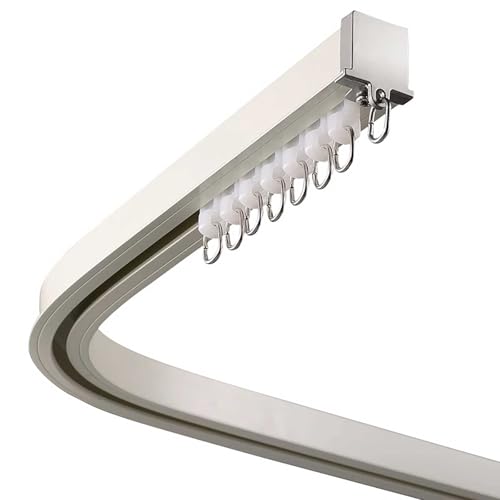 Eingelassene Deckenvorhangschiene Flexible Gardinenschiene, Gardinenstange aus Aluminium Gebogene Decke Vorhangschiene for Vorhangschiene Etagenbett Erkerfenster(2.5m(8.2ft)) von HESHEQ