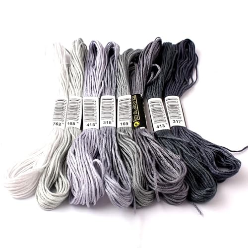 HESHUWEN Stickgarn Cross Stitch Thread The Unique Style 8 Cross Stitch Cotton Embroidery Thread Floss Sewing Skeins Craft Dofferent Gradient Color Stickgarn Set(M-9) von HESHUWEN