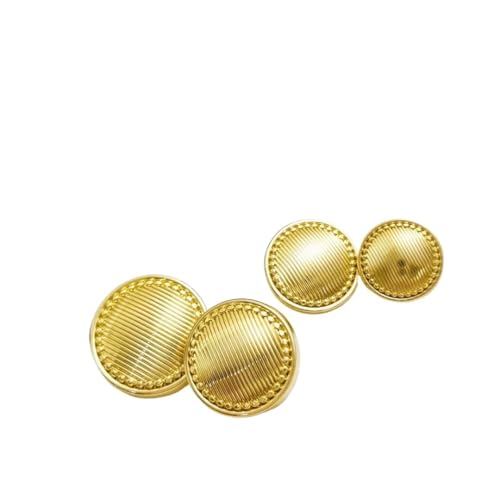 HESHUYAN KnöPfe 10 Stück 15 mm 18 mm 20 mm 23 mm klassischer runder Metallknopf for Nähen, Gold/Silber, Schaftknöpfe for Damen und Herren, Kleidung Buttons(Gold,15mm) von HESHUYAN