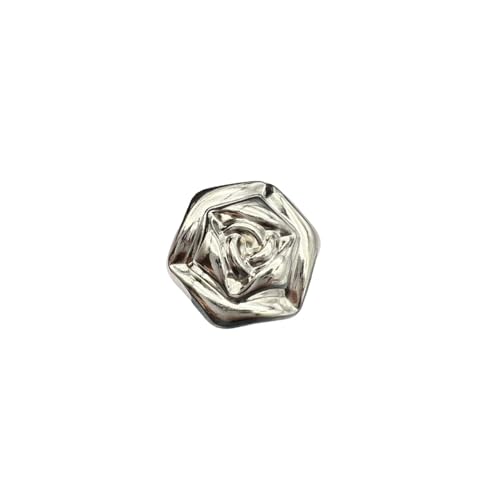 HESHUYAN KnöPfe 10 Stück Retro Rose Metallknöpfe for Damenbekleidung Nähzubehör Gold Silber Dekorative Knöpfe Buttons(10pcs Silver,12.5mm) von HESHUYAN