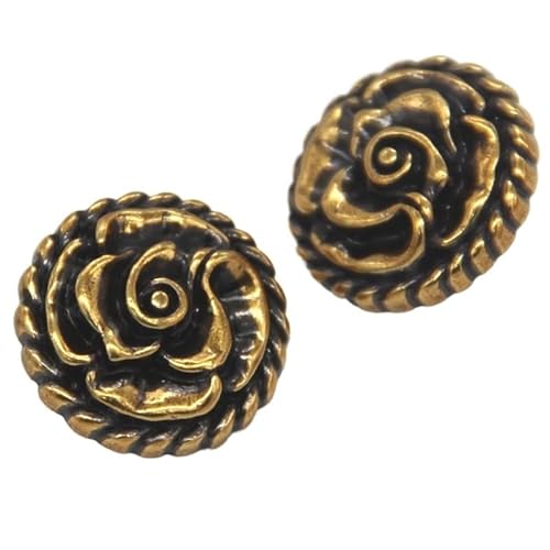 HESHUYAN KnöPfe 15/18/20/23mm Retro Rose Form Gold Metall Knöpfe for Nähen Handarbeiten Frauen Mantel Blazer Kleid Stricken Handgemachte Dekorationen Buttons(Bronze,15mm 6pcs) von HESHUYAN