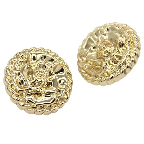 HESHUYAN KnöPfe 15/18/20/23mm Retro Rose Form Gold Metall Knöpfe for Nähen Handarbeiten Frauen Mantel Blazer Kleid Stricken Handgemachte Dekorationen Buttons(Gold,18mm 6pcs) von HESHUYAN