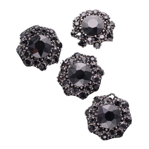 HESHUYAN KnöPfe 4 Pcs Blume Strass Metall Knöpfe for Hemden Strickjacke Kragen Kleid Mode Dekorative Knöpfe Zubehör Buttons(JRB-A5736-2,28mm) von HESHUYAN