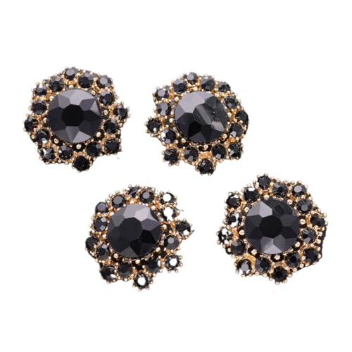 HESHUYAN KnöPfe 4 Pcs Blume Strass Metall Knöpfe for Hemden Strickjacke Kragen Kleid Mode Dekorative Knöpfe Zubehör Buttons(JRB-A5736-3,28mm) von HESHUYAN