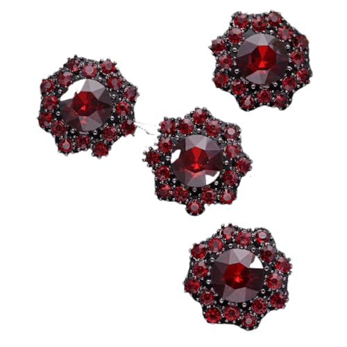 HESHUYAN KnöPfe 4 Pcs Blume Strass Metall Knöpfe for Hemden Strickjacke Kragen Kleid Mode Dekorative Knöpfe Zubehör Buttons(JRB-A5736-4,17mm) von HESHUYAN