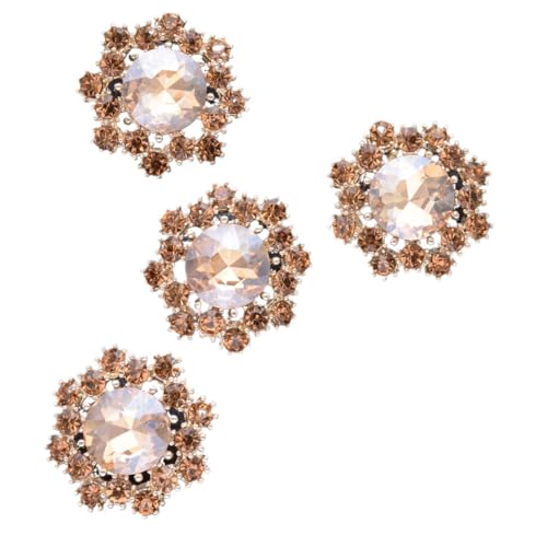 HESHUYAN KnöPfe 4 Pcs Blume Strass Metall Knöpfe for Hemden Strickjacke Kragen Kleid Mode Dekorative Knöpfe Zubehör Buttons(JRB-A5736-5,17mm) von HESHUYAN