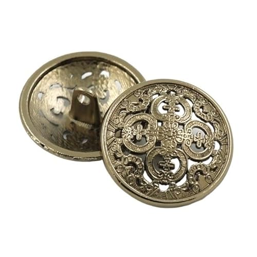 HESHUYAN KnöPfe 5 Stück Hohle Metallknöpfe, schwarz, Silber, Gold, runde dekorative Knöpfe for Kleidung, Nähzubehör, DIY-Basteln, 14–27 mm Buttons(Bronze,14mm) von HESHUYAN