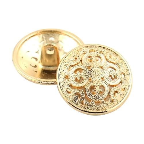 HESHUYAN KnöPfe 5 Stück Hohle Metallknöpfe, schwarz, Silber, Gold, runde dekorative Knöpfe for Kleidung, Nähzubehör, DIY-Basteln, 14–27 mm Buttons(Gold1,17mm) von HESHUYAN