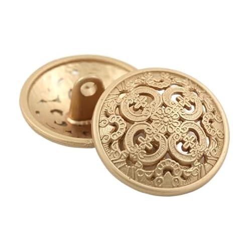 HESHUYAN KnöPfe 5 Stück Hohle Metallknöpfe, schwarz, Silber, Gold, runde dekorative Knöpfe for Kleidung, Nähzubehör, DIY-Basteln, 14–27 mm Buttons(Gold2,19mm) von HESHUYAN