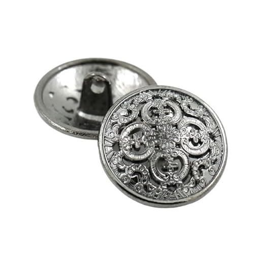 HESHUYAN KnöPfe 5 Stück Hohle Metallknöpfe, schwarz, Silber, Gold, runde dekorative Knöpfe for Kleidung, Nähzubehör, DIY-Basteln, 14–27 mm Buttons(Noir,17mm) von HESHUYAN