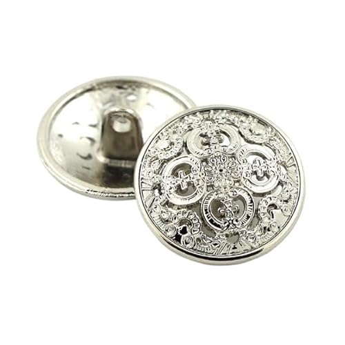 HESHUYAN KnöPfe 5 Stück Hohle Metallknöpfe, schwarz, Silber, Gold, runde dekorative Knöpfe for Kleidung, Nähzubehör, DIY-Basteln, 14–27 mm Buttons(Silver,14mm) von HESHUYAN