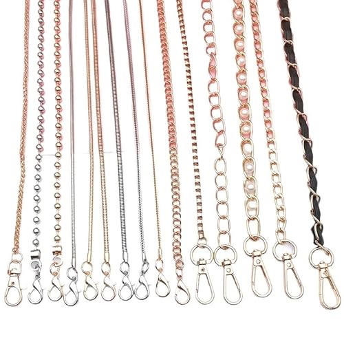 HESHUYAN Taschenkette 1 Pcs 110cm Taschen Ketten for Frauen Tasche Teile Zubehör Gold Silber Metall Legierung Handtasche Kette Riemen Gürtel Handy Seil Lanyard Kette FüR Tasche(Bag chains-16) von HESHUYAN