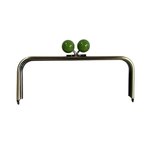 HESHUYAN Taschenrahmen 22 oder 24 cm Kiss Lock Antik Bronze Big Ball Verschluss Metall Geldbörse Rahmen Tasche Zubehör Geldbörse Teile Kunststoff Candy Farbe TaschenbüGel(Green,24x9cm) von HESHUYAN