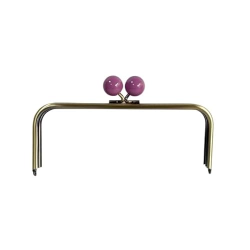 HESHUYAN Taschenrahmen 22 oder 24 cm Kiss Lock Antik Bronze Big Ball Verschluss Metall Geldbörse Rahmen Tasche Zubehör Geldbörse Teile Kunststoff Candy Farbe TaschenbüGel(Purple,24x9cm) von HESHUYAN