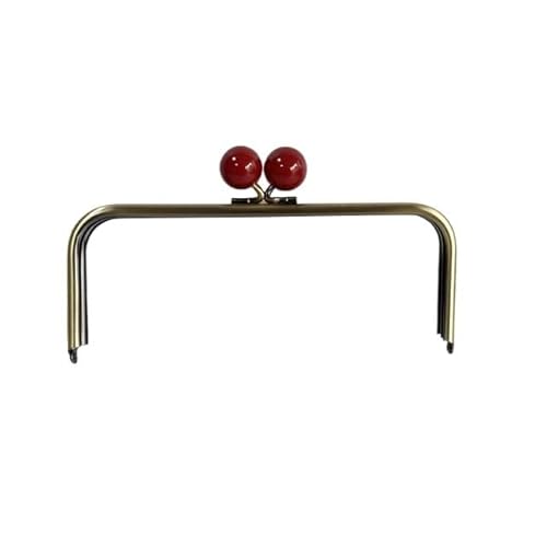 HESHUYAN Taschenrahmen 22 oder 24 cm Kiss Lock Antik Bronze Big Ball Verschluss Metall Geldbörse Rahmen Tasche Zubehör Geldbörse Teile Kunststoff Candy Farbe TaschenbüGel(Red,22x9cm) von HESHUYAN