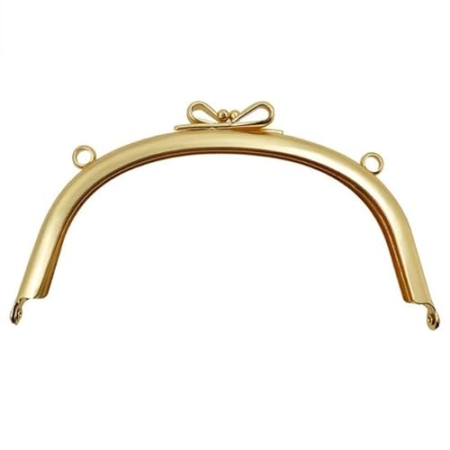 Taschenrahmen 2/5Pcs 10,5/16,5 cm Glatte Schleife-knoten Taschen Griff Geldbörse Rahmen Kupplung Kuss Verschluss Nähen klammern DIY Metall Tasche Griffe Zubehör TaschenbüGel(Gold,16.5cm-2Pcs) von HESHUYAN