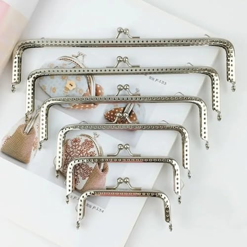 Taschenrahmen Geldbörse Verschluss Rahmen Tasche Kuss Verschluss Verschluss Vintage Metall Geldbörse Rahmen Kuss Verschluss for DIY Handwerk Geldbörse Tasche machen Griff Tasche Zubehör TaschenbüGel(1 von HESHUYAN