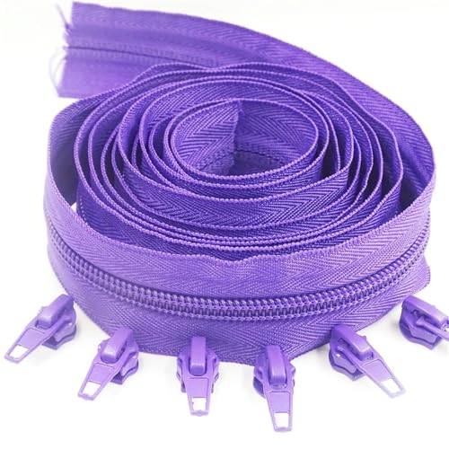 HEUchuan Unsichtbarer Reissverschluss 1/2/3/5/10 Meter Lange Nylon-Reißverschlussrollen mit automatisch verriegelndem Reißverschlussschieber for Schneidernähen(Deep Purple,10 Meter 20 Slider) von HEUchuan