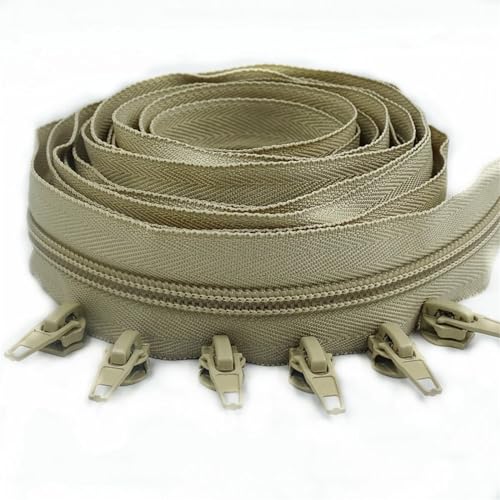 HEUchuan Unsichtbarer Reissverschluss 1/2/3/5/10 Meter Lange Nylon-Reißverschlussrollen mit automatisch verriegelndem Reißverschlussschieber for Schneidernähen(Khaki,10 Meter 20 Slider) von HEUchuan