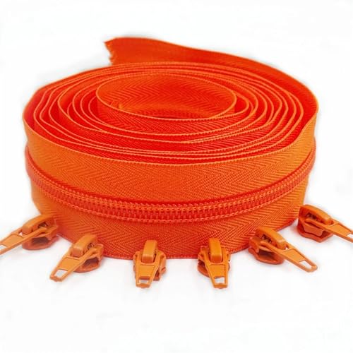 HEUchuan Unsichtbarer Reissverschluss 1/2/3/5/10 Meter Lange Nylon-Reißverschlussrollen mit automatisch verriegelndem Reißverschlussschieber for Schneidernähen(Orange,2 Meter 4 Slider) von HEUchuan