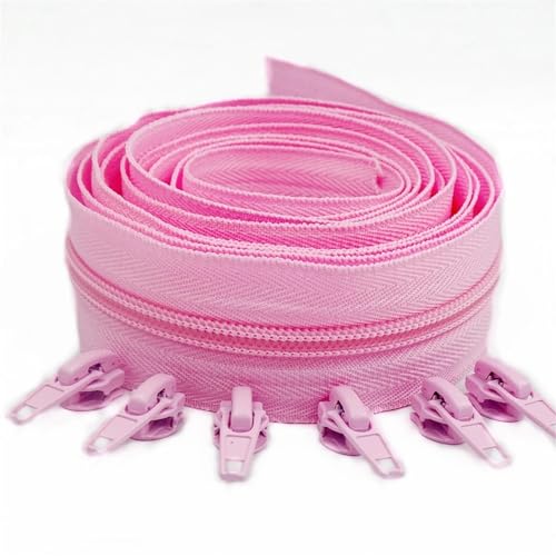 HEUchuan Unsichtbarer Reissverschluss 1/2/3/5/10 Meter Lange Nylon-Reißverschlussrollen mit automatisch verriegelndem Reißverschlussschieber for Schneidernähen(Pink,2 Meter 4 Slider) von HEUchuan