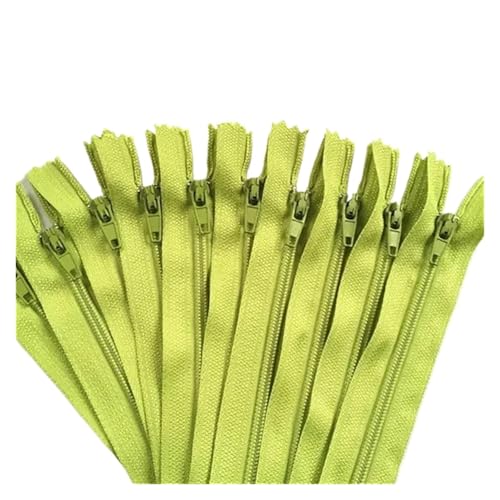 HEUchuan Unsichtbarer Reissverschluss 10 Stück 3 Zoll - 24 Zoll (7,5 cm - 60 cm) Nylon-Spiralreißverschlüsse for Schneider, Nähen, Basteln, Nylon-Reißverschlüsse(Green,40CM_10PCS) von HEUchuan