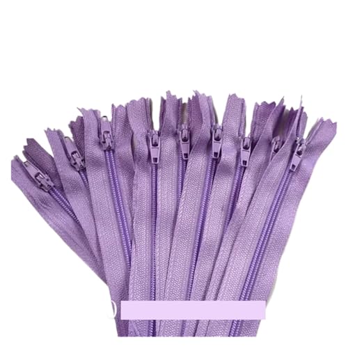 HEUchuan Unsichtbarer Reissverschluss 10 Stück 3 Zoll - 24 Zoll (7,5 cm - 60 cm) Nylon-Spiralreißverschlüsse for Schneider, Nähen, Basteln, Nylon-Reißverschlüsse(Light Purple,55CM_10PCS) von HEUchuan