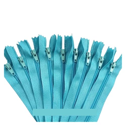 HEUchuan Unsichtbarer Reissverschluss 10 Stück 3 Zoll - 24 Zoll (7,5 cm - 60 cm) Nylon-Spiralreißverschlüsse for Schneider, Nähen, Basteln, Nylon-Reißverschlüsse(Sky Blue,45CM_10PCS) von HEUchuan