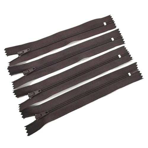 HEUchuan Unsichtbarer Reissverschluss 10 Stück 7,5 cm – 60 cm (3 – 24 Zoll) geschlossener Nylon-Spulenreißverschluss, geeignet for Kleidungsreißverschlüsse for Nähen(Coffee,50cm) von HEUchuan