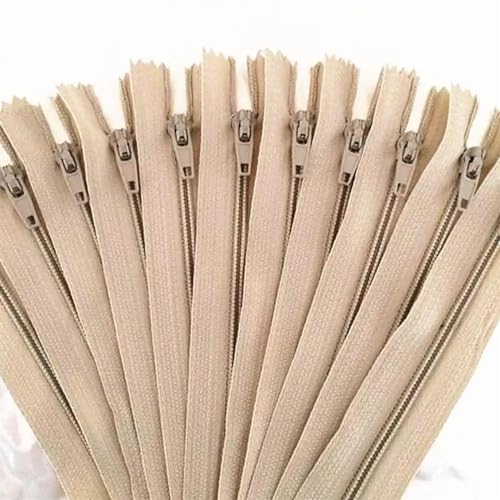 HEUchuan Unsichtbarer Reissverschluss 10 Stück Nylon-Reißverschlüsse for Schneider, Näher, Handwerker(Beige,40cm) von HEUchuan