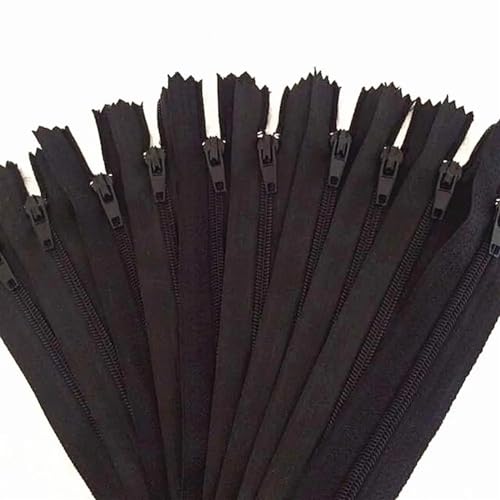 HEUchuan Unsichtbarer Reissverschluss 10 Stück Nylon-Reißverschlüsse for Schneider, Näher, Handwerker(Black,18cm) von HEUchuan