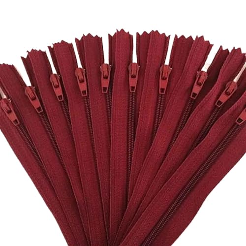 HEUchuan Unsichtbarer Reissverschluss 10 Stück Nylon-Reißverschlüsse for Schneider, Näher, Handwerker(Burgundy,30cm) von HEUchuan