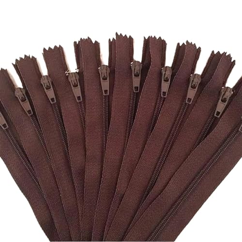 HEUchuan Unsichtbarer Reissverschluss 10 Stück Nylon-Reißverschlüsse for Schneider, Näher, Handwerker(Coffee,15cm) von HEUchuan