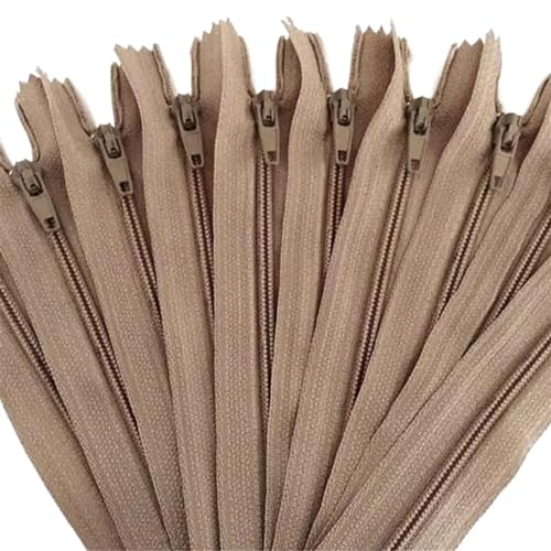 HEUchuan Unsichtbarer Reissverschluss 10 Stück Nylon-Reißverschlüsse for Schneider, Näher, Handwerker(Khaki,50cm) von HEUchuan