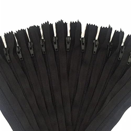 HEUchuan Unsichtbarer Reissverschluss 10 Stück Nylon-Spulenreißverschlüsse for Schneider, Kanalisation, Basteln, Bekleidung, Nähzubehör, Basteln, Nähen(Black,12 inch (30cm)) von HEUchuan