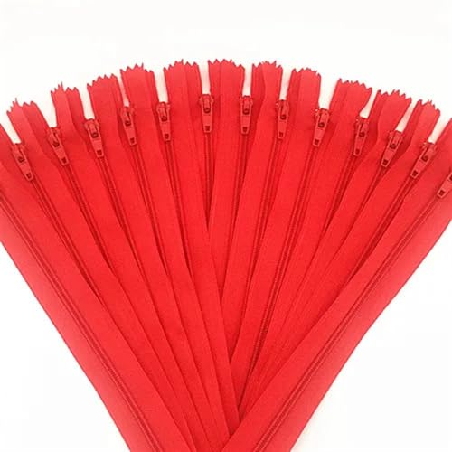 HEUchuan Unsichtbarer Reissverschluss 10 Stück Nylon-Spulenreißverschlüsse for Schneider, Kanalisation, Basteln, Bekleidung, Nähzubehör, Basteln, Nähen(Red,20inch (50cm)) von HEUchuan