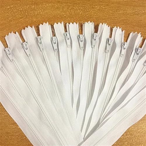 HEUchuan Unsichtbarer Reissverschluss 10 Stück Nylon-Spulenreißverschlüsse for Schneider, Kanalisation, Basteln, Bekleidung, Nähzubehör, Basteln, Nähen(White,24inch (60cm)) von HEUchuan