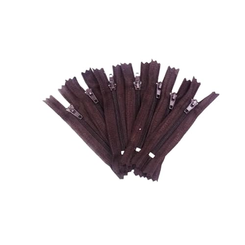 HEUchuan Unsichtbarer Reissverschluss 10 Stück Nylon-Spulenreißverschlüsse for Schneider-Näharbeiten, Nylon-Reißverschlüsse(Coffee,35cm) von HEUchuan