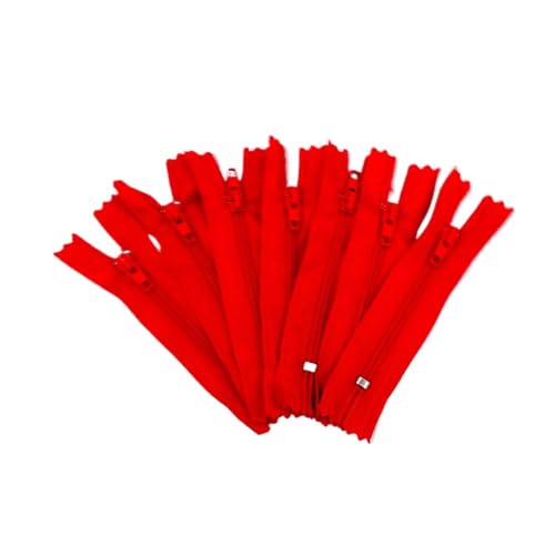 HEUchuan Unsichtbarer Reissverschluss 10 Stück Nylon-Spulenreißverschlüsse for Schneider-Näharbeiten, Nylon-Reißverschlüsse(Red,25cm) von HEUchuan