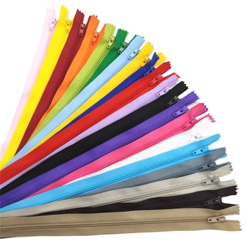 HEUchuan Unsichtbarer Reissverschluss 10 Stück geschlossener Nylon-Spiralreißverschluss, geeignet for Kleidungsreißverschlüsse for Nähen(Mix Color,40cm) von HEUchuan