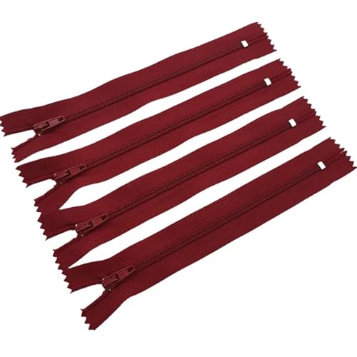 HEUchuan Unsichtbarer Reissverschluss 10 Stück geschlossener Nylon-Spiralreißverschluss, geeignet for Kleidungsreißverschlüsse for Nähen(Red Wine,45cm) von HEUchuan